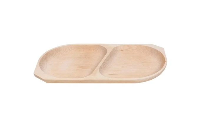 Platou Din Lemn Cu 2 Compartimente 43 x 22 cm Model 11339 Clino
